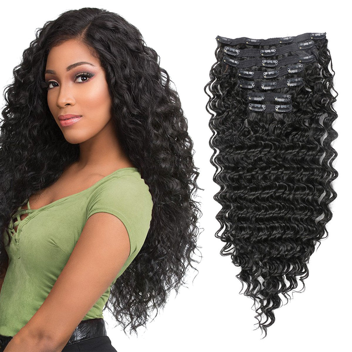 Deep wave clip-ins 100% humanhair